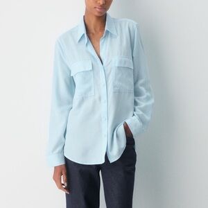 Babaton Artizia Light Blue button down utility Shirt with two front pockets